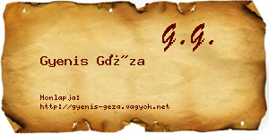 Gyenis Géza névjegykártya